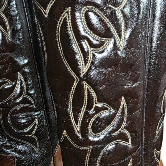 VINTAGE CAPEZIO BOOTS ( 9 ) Two Tone Western Leather Cowboy Boots Made in USA - Picture 6 of 10